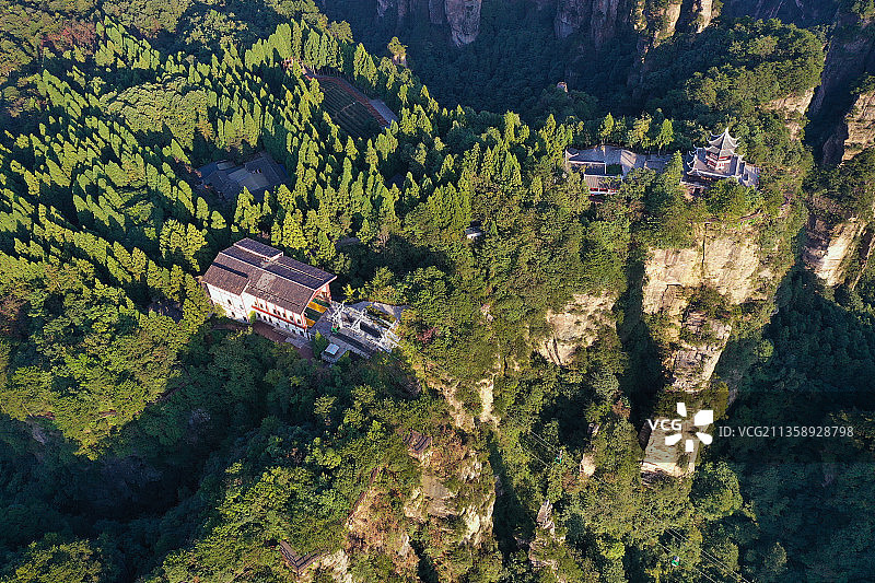 湖南省张家界市武陵源风景名胜区黄石寨航拍图片素材