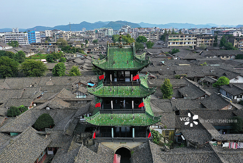 四川省南充市阆中市国家AAAAA级旅游景区阆中古城航拍图片素材