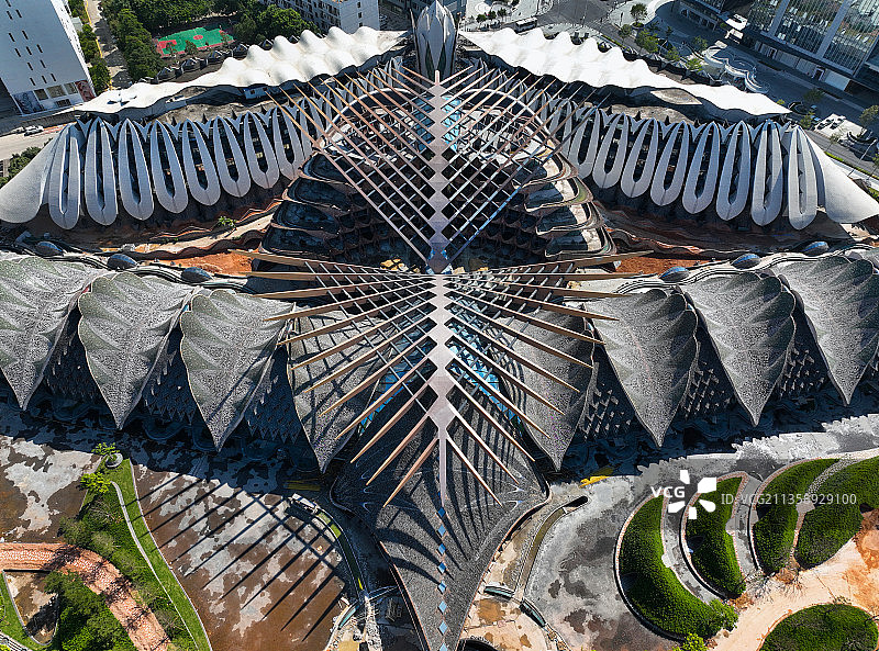 广东省深圳市龙华区大浪地标玛丝菲尔大厦航拍图片素材