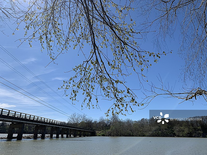 美国阿肯色州费耶特维尔的湖泊美景图片素材