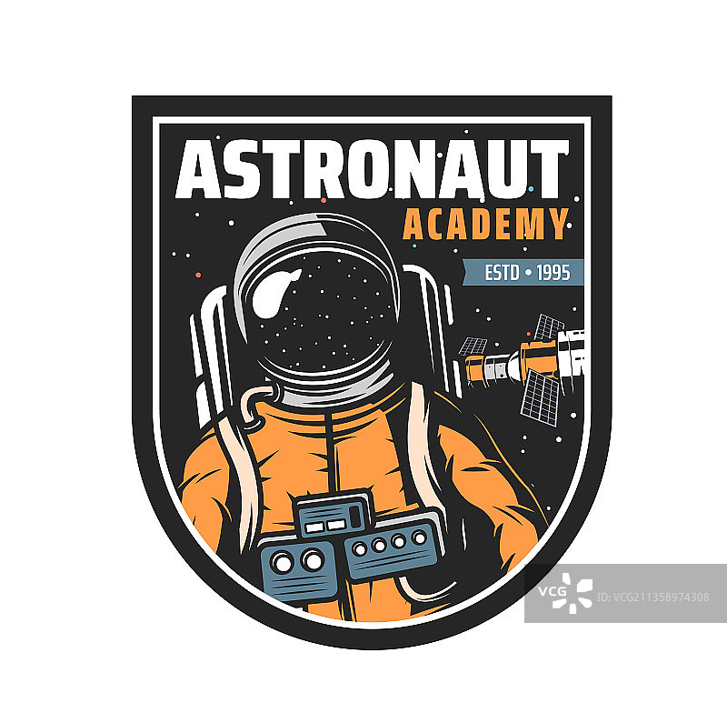 带有宇宙飞船的宇航员学院图标图片素材