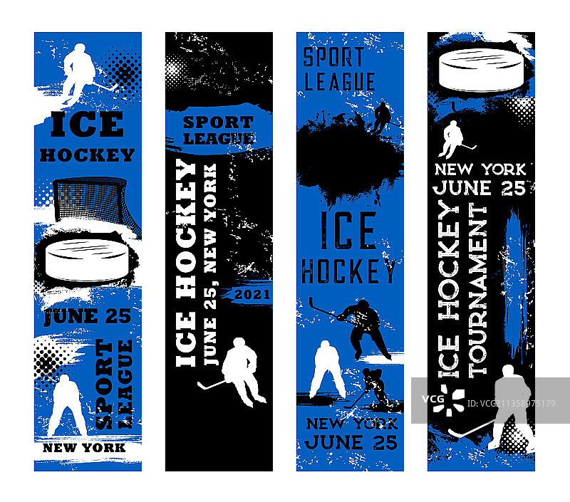 冰球运动垃圾横幅与球队队员图片素材