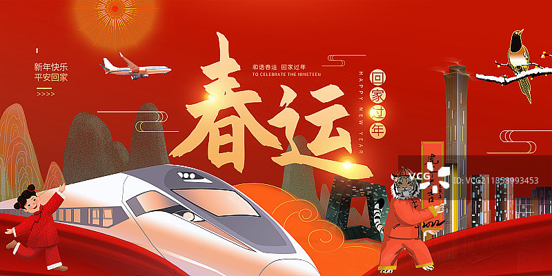 虎年春运展板图片素材