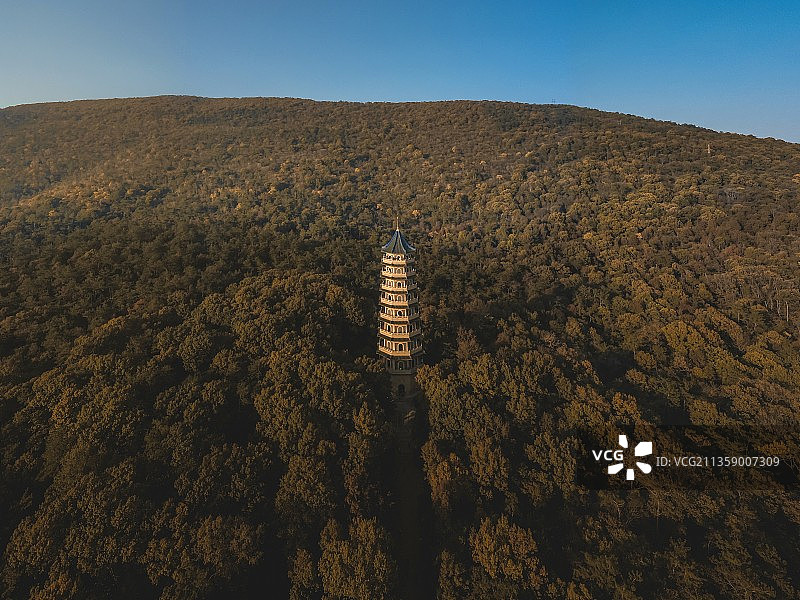 航拍视角下的灵谷寺图片素材
