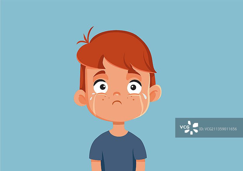 悲伤的小男孩卡通角色图片素材