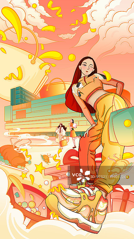 感恩节购物插画图片素材