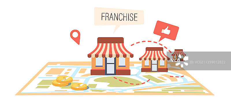 特许经营扩展的中小型企业商业模式概念图片素材