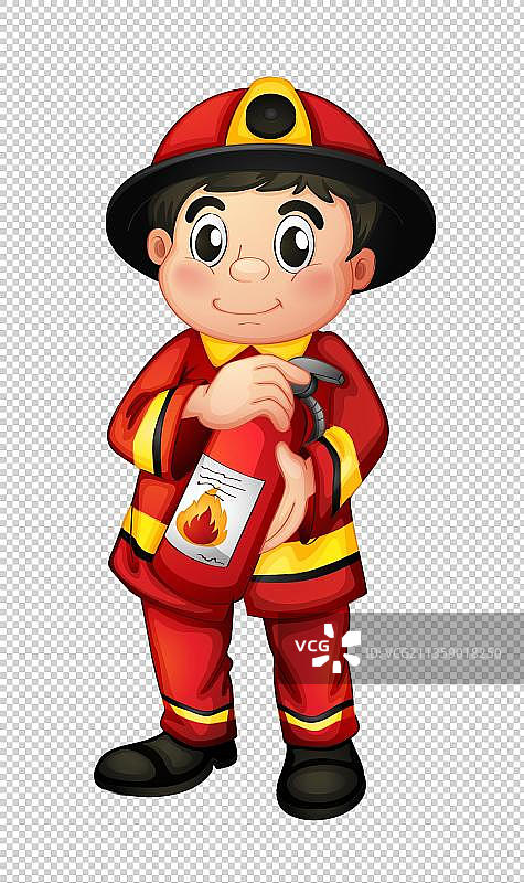 消防员手拿灭火器图片素材