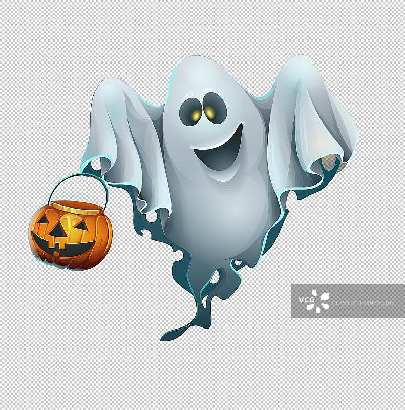 万圣节幽灵提着南瓜灯图片素材