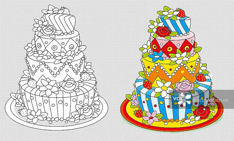 卡通三层蛋糕甜品免扣元素图片素材