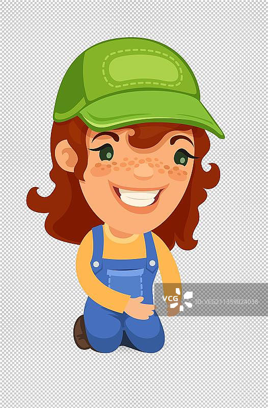 漫画风背带裤女孩图片素材