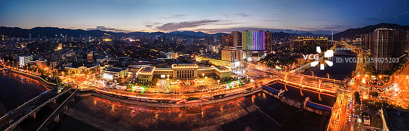 张家口 桥西区 展览馆 夜景 百盛购物 中联大厦 尚峰广场图片素材