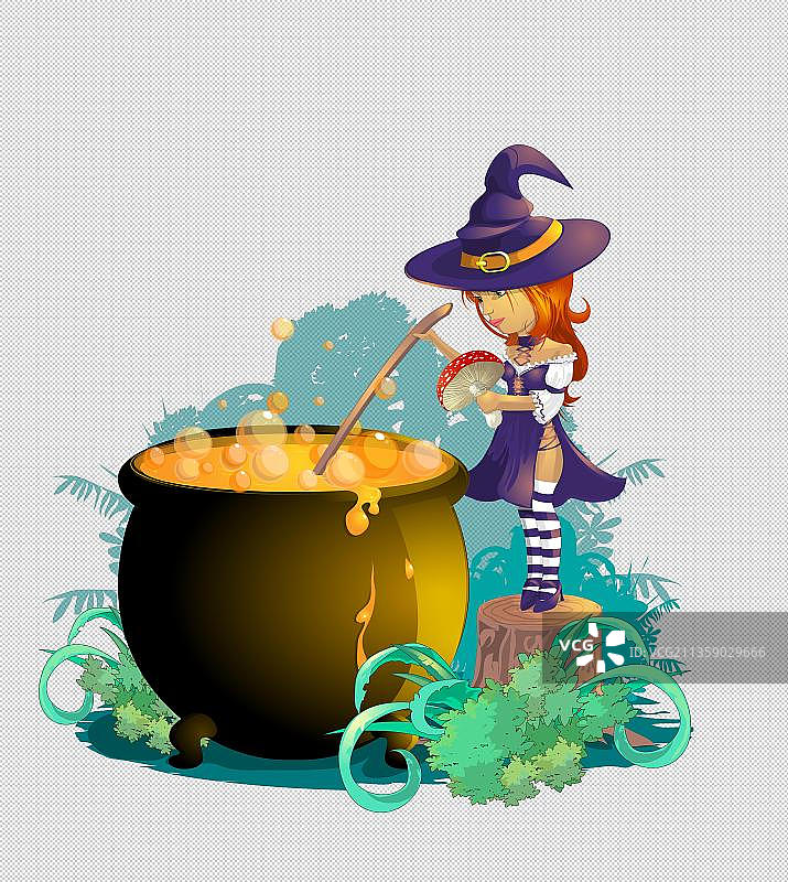 女巫煮药水卡通图片素材