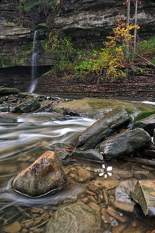 美国俄亥俄州贝德福德森林瀑布风光图片素材