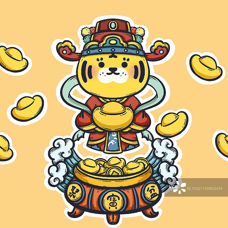 2022虎年小老虎财神图片素材