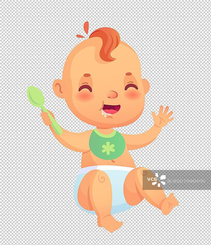 手绘卡通刷牙的宝宝图片素材