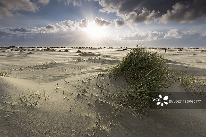荷兰克里姆韦格日落时分的壮丽沙漠景观图片素材