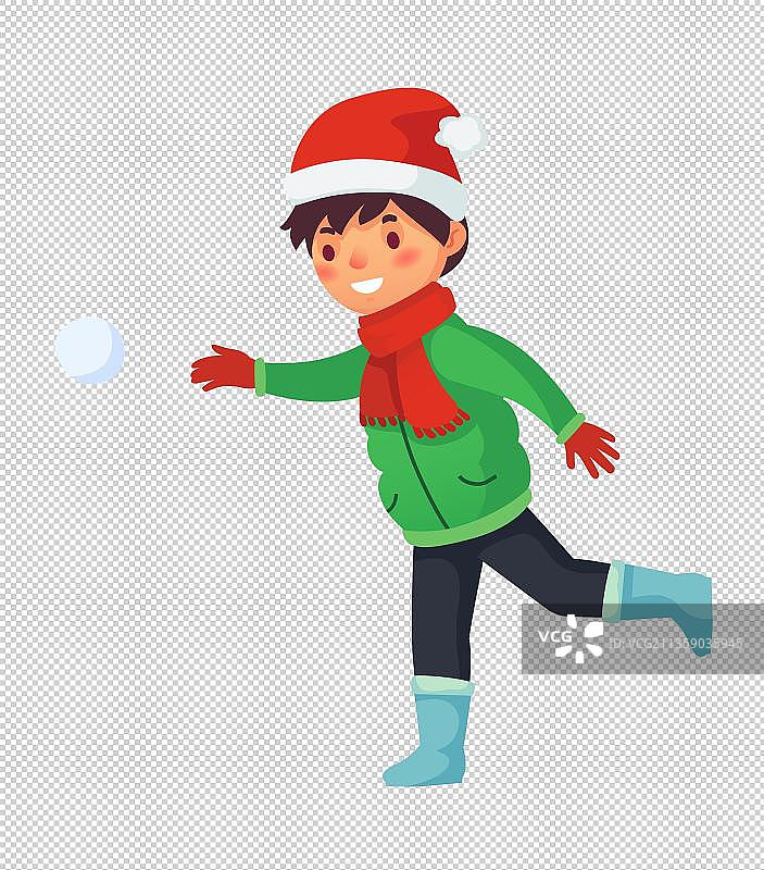 玩雪球的男孩图片素材