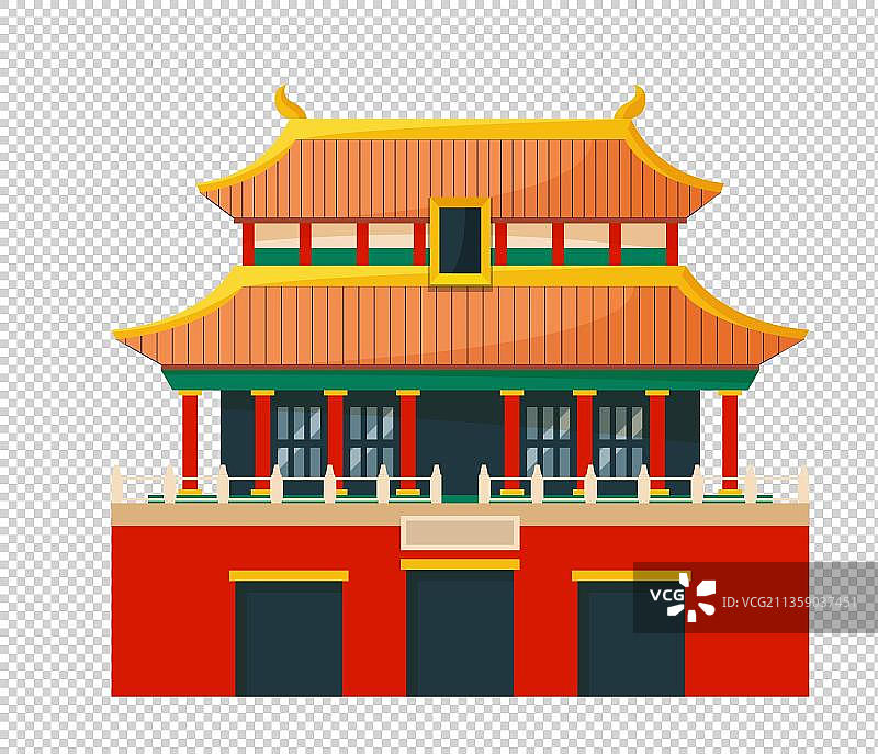 卡通古建筑寺庙元素图片素材