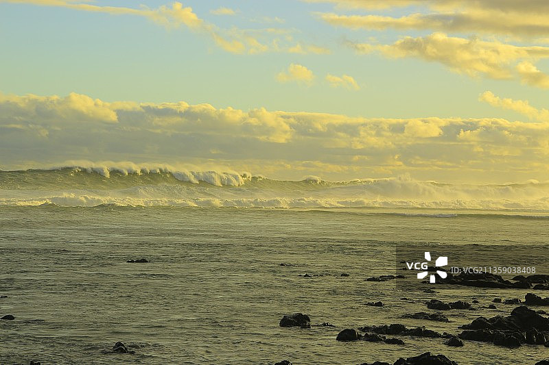 留尼汪日落海景图片素材