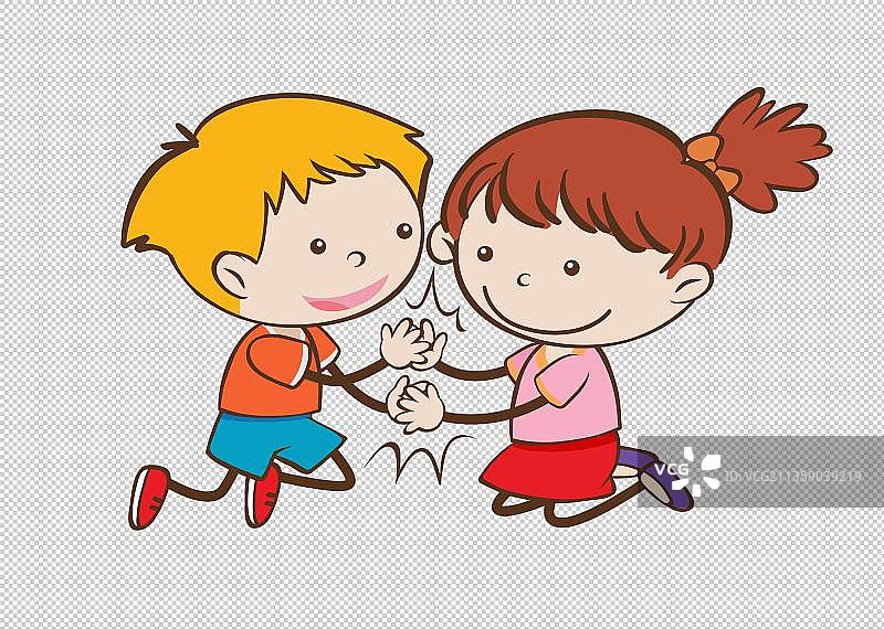 互相拍手的男孩女孩图片素材