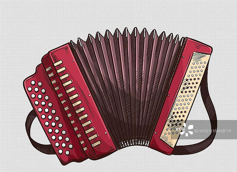 卡通乐器红色手风琴图片素材