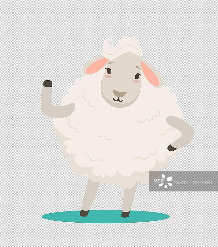 臭美摆拍的绵羊手绘图片素材
