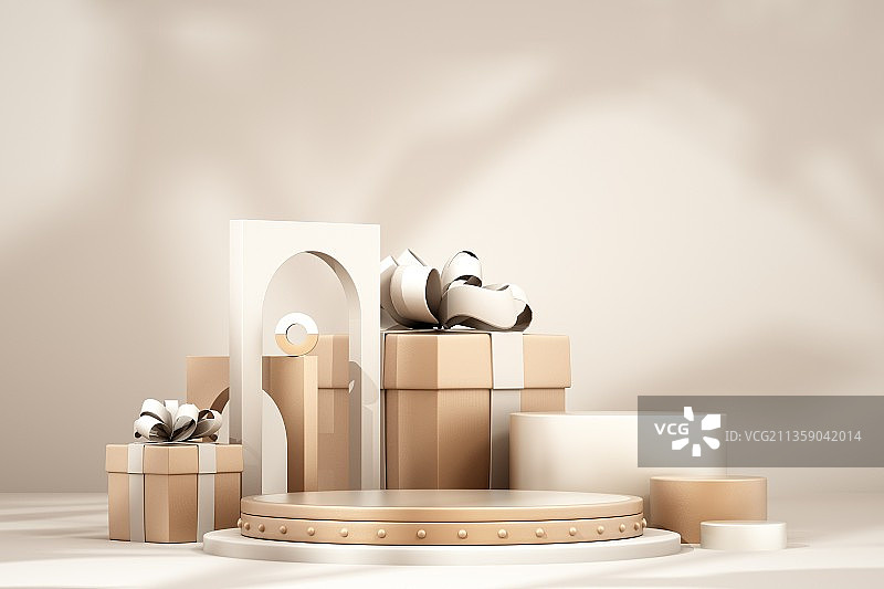 3D渲染的简约礼盒场景图片素材