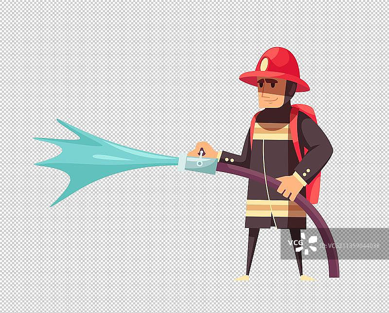 消防员打开冲水抢图片素材