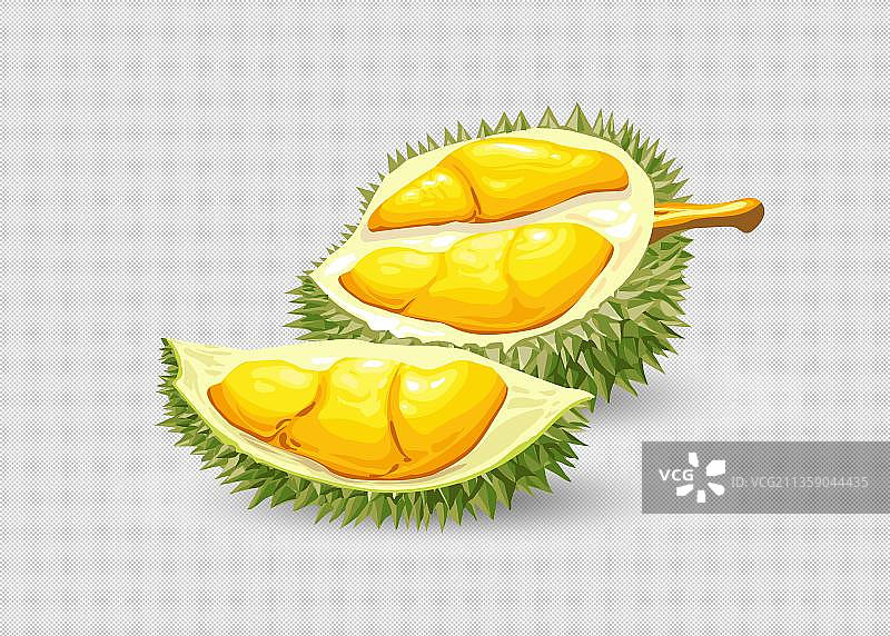 打开的新鲜水果榴莲图片素材