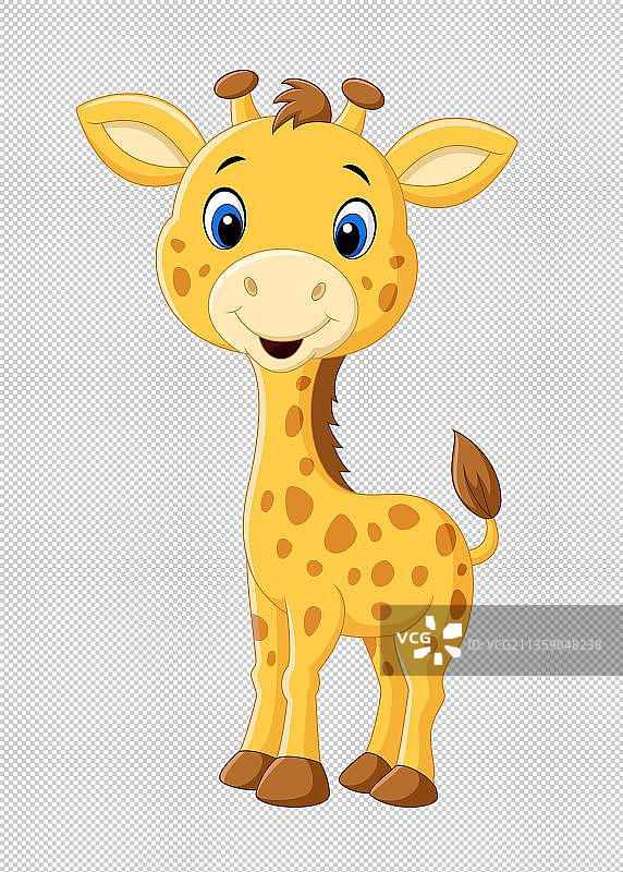 手绘卡通动物长颈鹿图片素材
