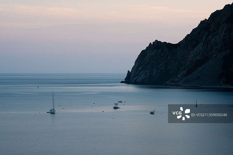 意大利日落时分的海景图片素材