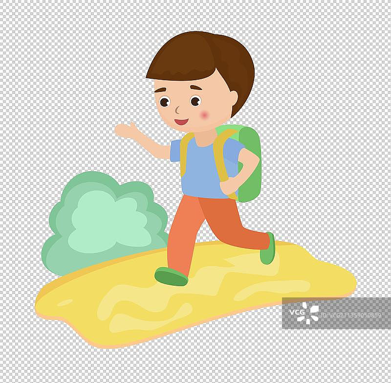 背着书包走路的小学生图片素材