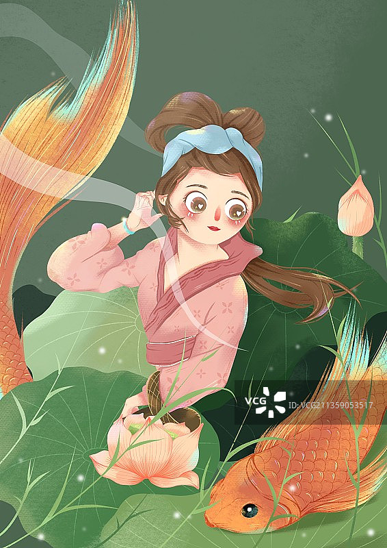 四大美女插画图片素材