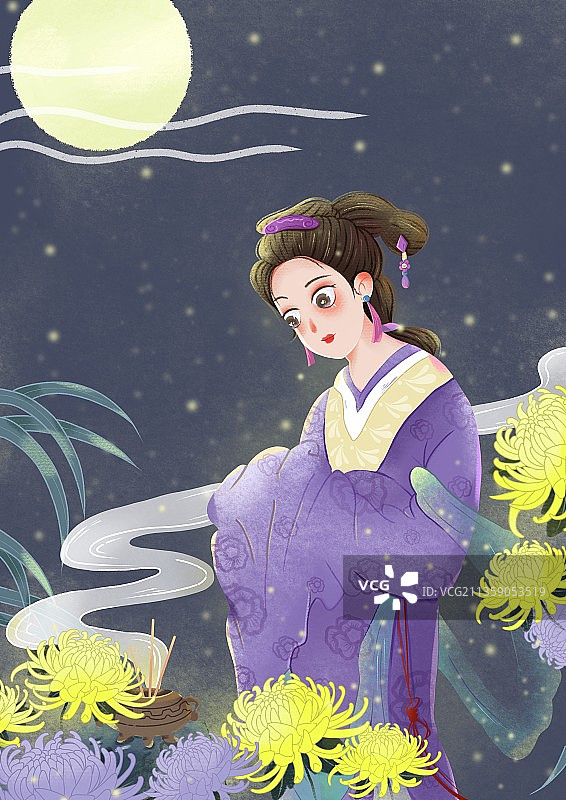 四大美女插画图片素材