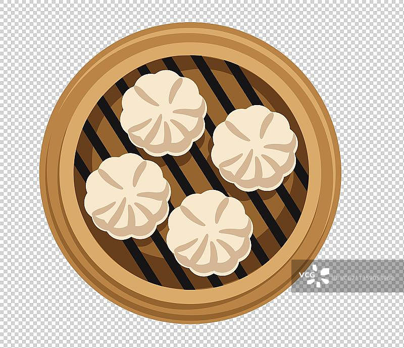 手绘卡通一笼小笼包图片素材