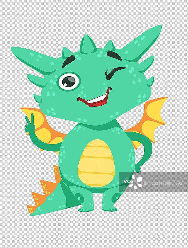 手绘卡通卖萌的小翼龙图片素材