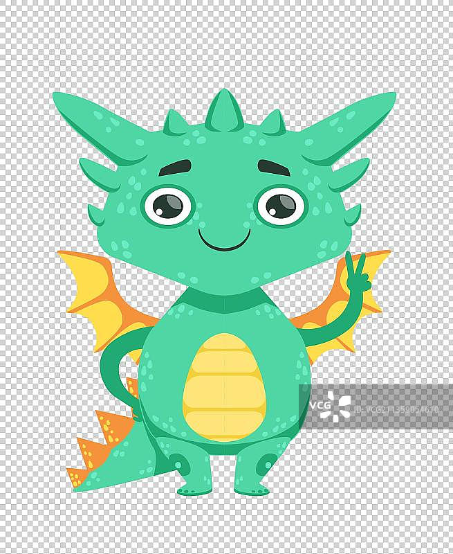 手绘卡通比耶的小翼龙图片素材
