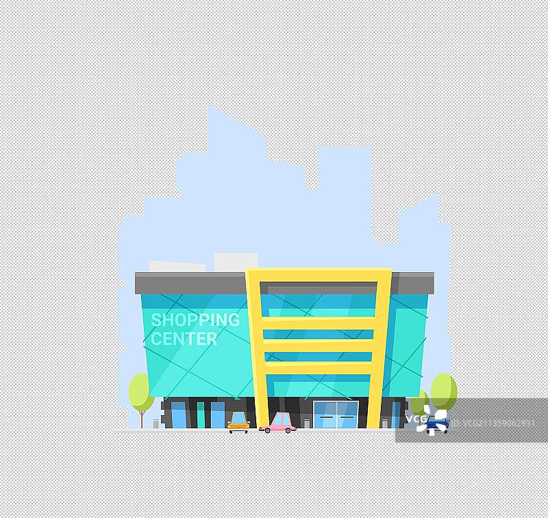蓝色购物中心建筑图片素材