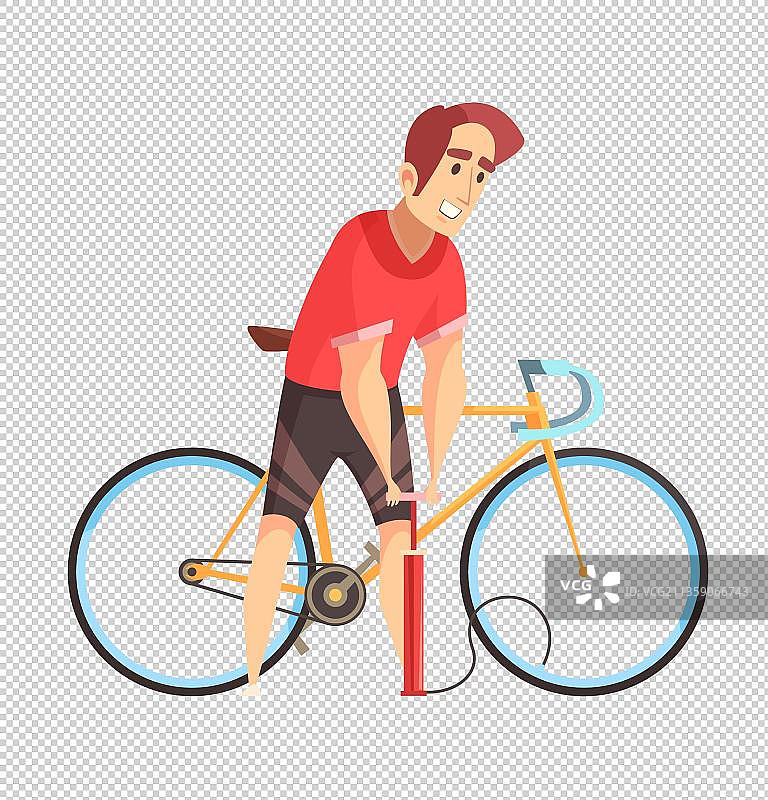 给自行车打气的人图片素材