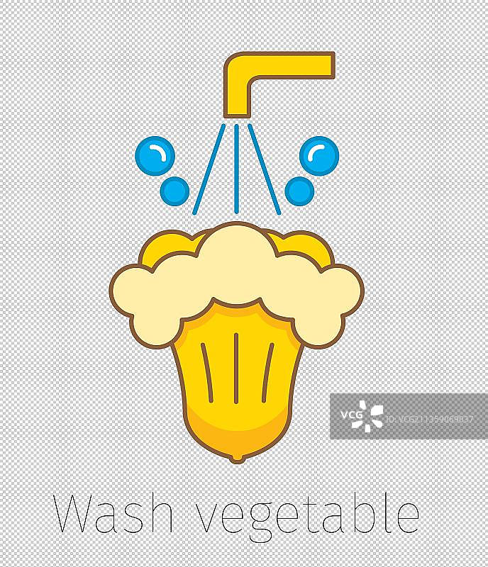 漫画风洗菜蓝元素图片素材