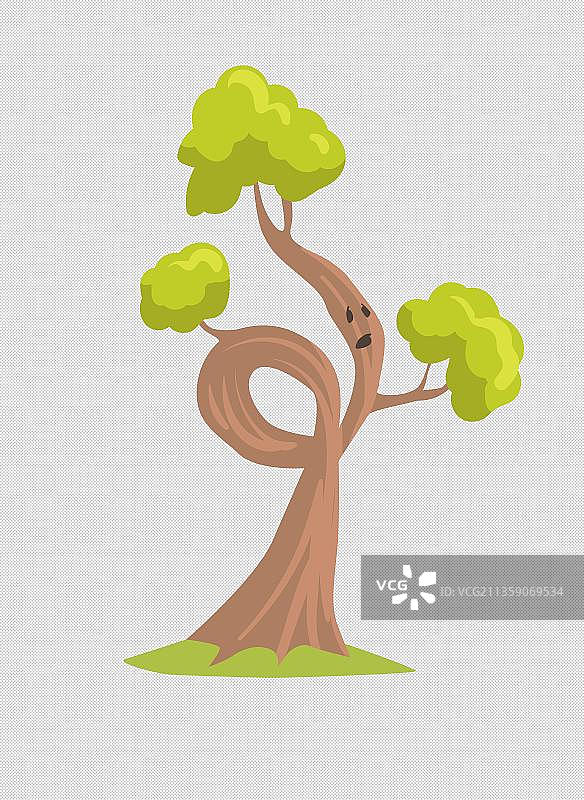 漫画风扭曲的大树表情包图片素材