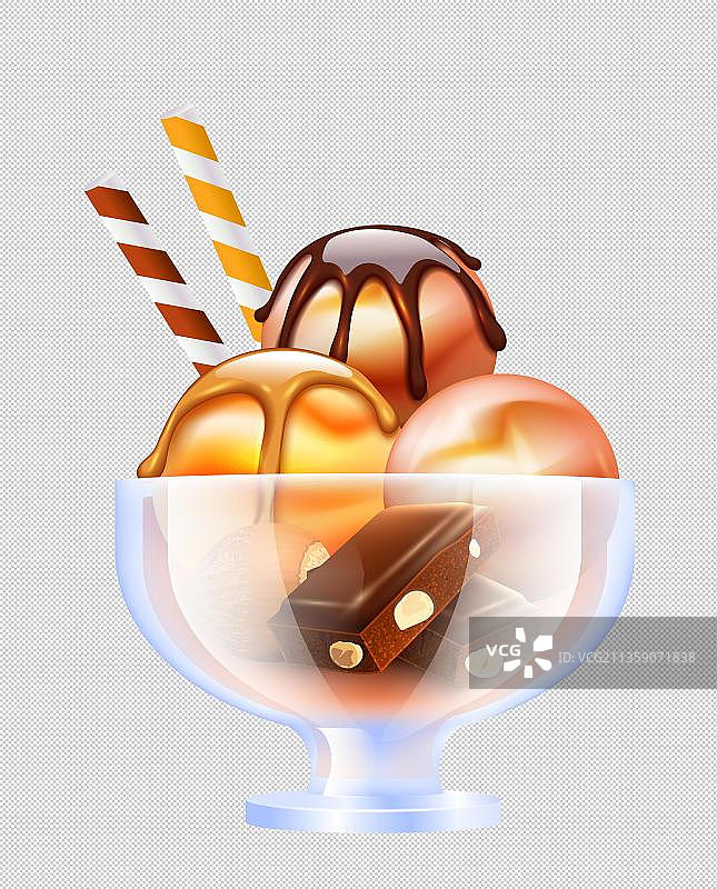 插着巧克力棒的冰淇淋杯图片素材