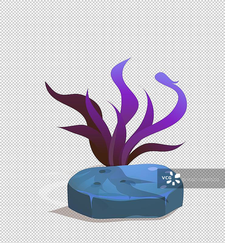 卡通紫色海草元素图片素材