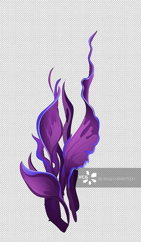 卡通紫色水草元素图片素材