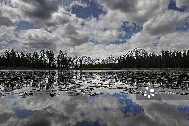 美国怀俄明州大提顿湖的湖光山色图片素材