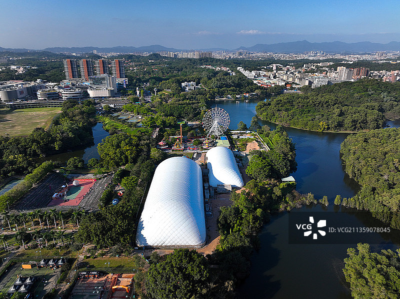 广东省深圳市龙华区观澜湖大地生态艺术园航拍图片素材