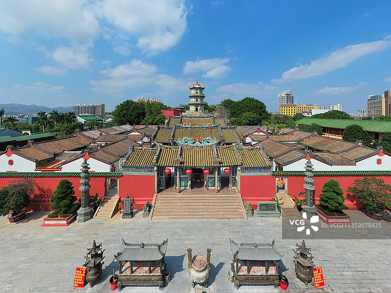 广东省汕尾市陆丰市碣石镇玄武山名胜风景区元山寺航拍图片素材