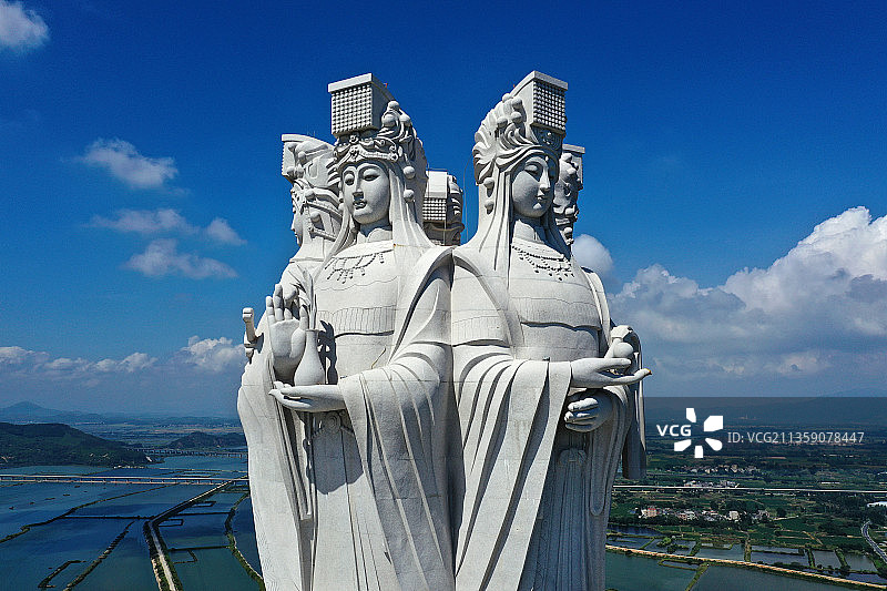 广东省汕尾市海丰县大湖镇大德妈祖庙旅游区航拍图片素材