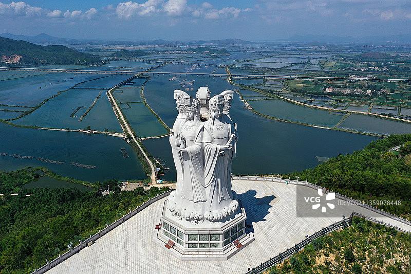 广东省汕尾市海丰县大湖镇大德妈祖庙旅游区航拍图片素材
